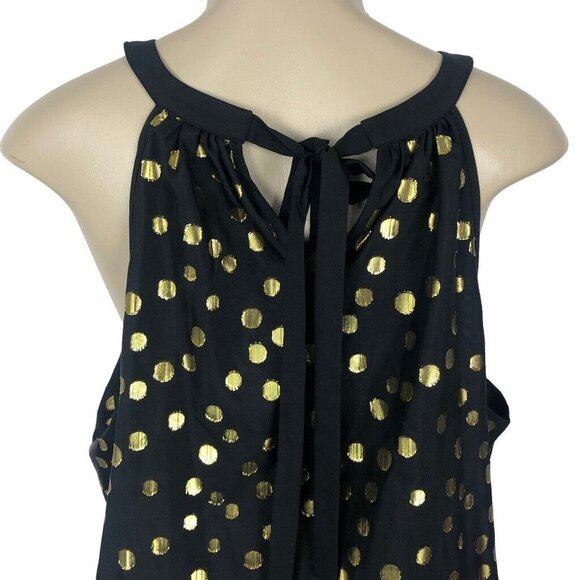 Halogen Metallic Polka Dot Print Tank Top Halter Sleeveless‎ Gold Dressy Top XL - Picture 8 of 9